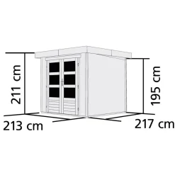 Karibu Gartenhaus-Set Askola 2 mit Anbaudach 2,80 m terragrau