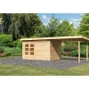 Karibu Gartenhaus-Set Kandem 7 mit Anbaudach 2,95 m naturbelassen
