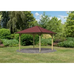 Karibu Holzpavillon Cordoba Massivholz kdi im Set mit Schindeln