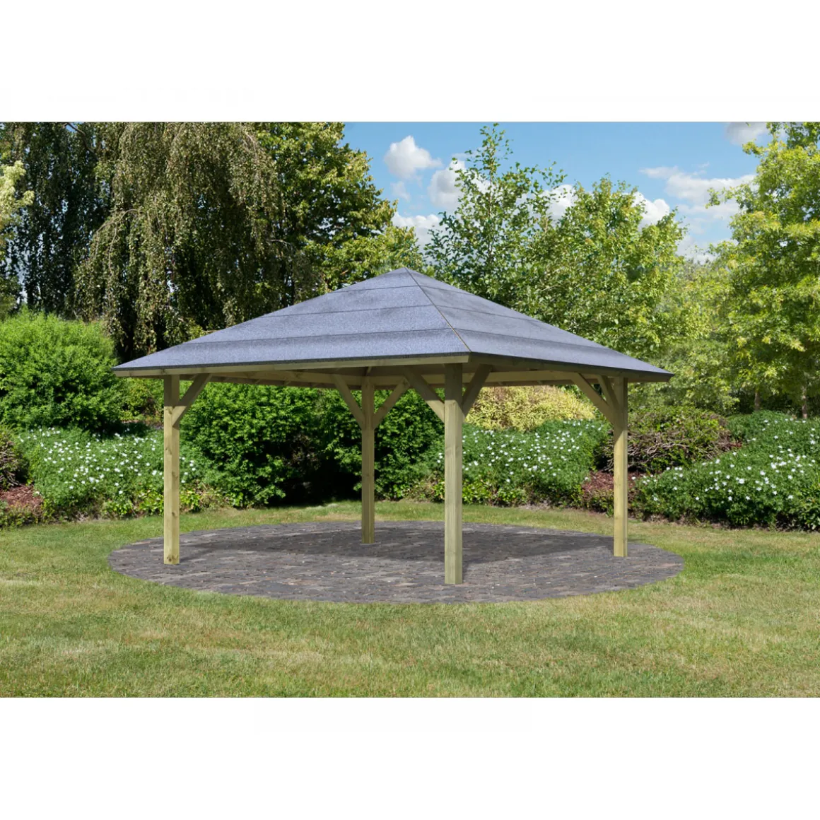 Karibu Holzpavillon Holm 1/2 359 x 359 cm