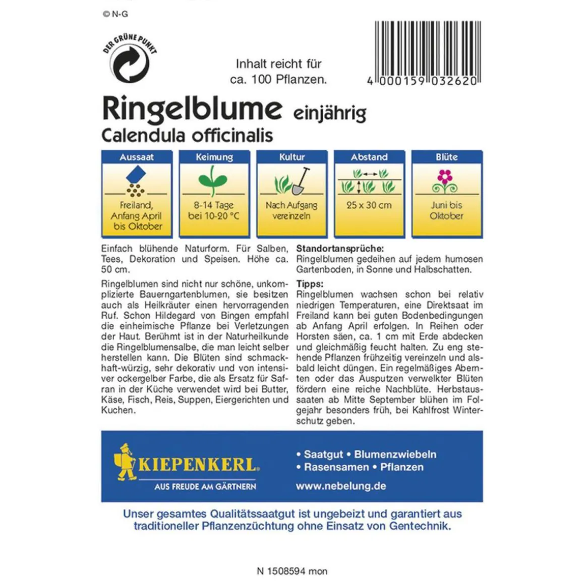 Kiepenkerl Ringelblumen für Tee und Salben Profi-Line