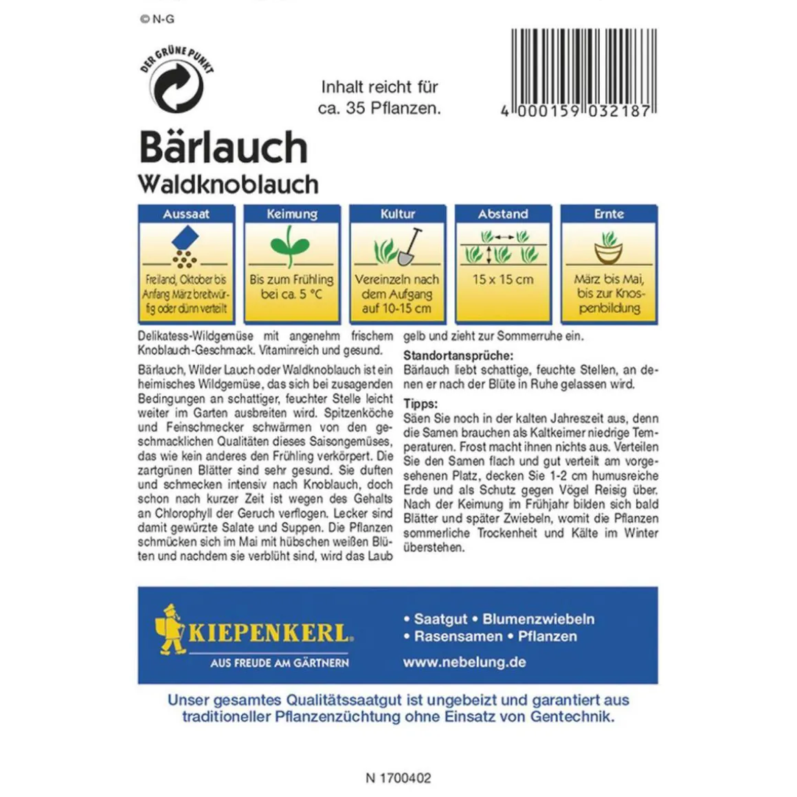 Kiepenkerl Waldknoblauch Bärlauch Profi-Line