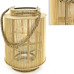 Laterne Bambus mit Jutehenkel 27 x 42 cm