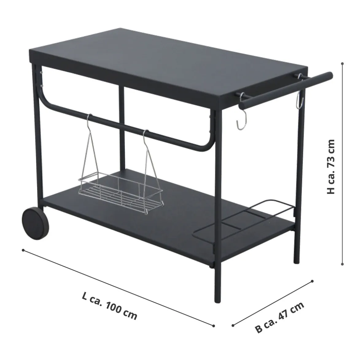 Leco Grill BBQ Rolltisch Serviertisch Grillwagen Servierwagen Beistelltisch Grill