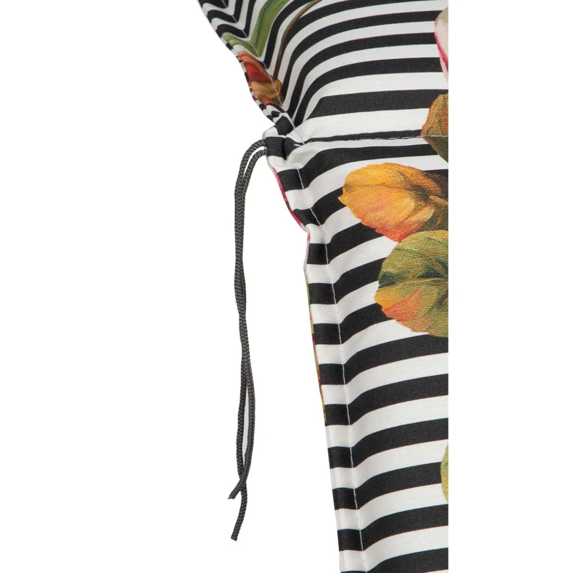 Liegen-Saumauflage Toronto BE129 rosé/pinke Pfingstrosen auf schwarz-weißen Streifen