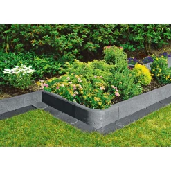 Lusit Rasenbord Anthrazit mit Nut und Feder