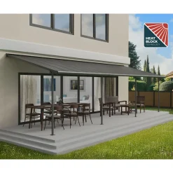 Palram Canopia Capri Alu Terrassenüberdachung Polycarbonat 3x9,2 m grau