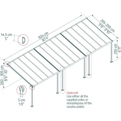 Palram Canopia Capri Alu Terrassenüberdachung Polycarbonat 3x9,2 m grau