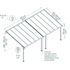 Palram Canopia Capri Alu Terrassenüberdachung Polycarbonat 3x6,2 m grau