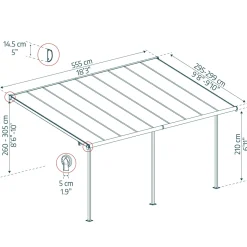 Palram Canopia Capri Alu Terrassenüberdachung Polycarbonat 3x5,6 m grau