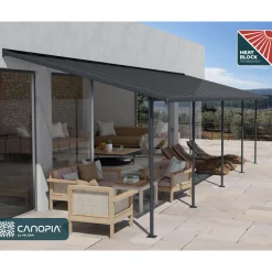 Palram Canopia Capri Alu Terrassenüberdachung Polycarbonat 3x8,6 m grau