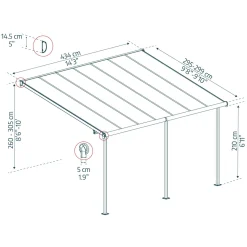 Palram Canopia Capri Alu Terrassenüberdachung Polycarbonat 3x4,3 m grau