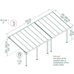 Palram Canopia Capri Alu Terrassenüberdachung Polycarbonat 3x7,4 m grau