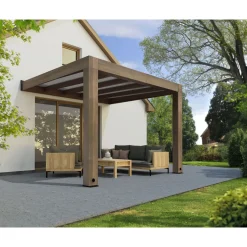 Palram Canopia Helsinki 3x3,4 Terrassenüberdachung aus Zedernholz / Sonnenschutzpaneele