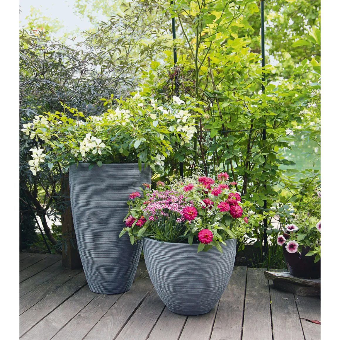 Pflanzgefäß Rillenoptik 40 x 60 cm anthrazit