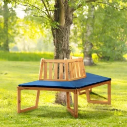 Promadino Baumbank 180 mit Sitzauflagen blau