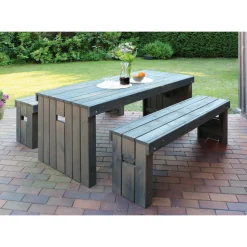 Promadino Holz-Garnitur Rotterdam grau