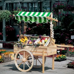 Promadino Marktwagen mit Baldachin weiß/grün