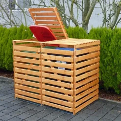 Promadino Mülltonnenbox Vario V für 2 Tonnen honigbraun