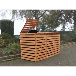 Promadino Mülltonnenbox Vario V für 3 Tonnen honigbraun