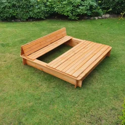 Promadino Sandkasten Donald 140 x 140 cm klappbare Abdeckung