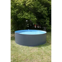 Rundbecken-Set Anthrazit 450 x 90 cm Innenauskleidung blau