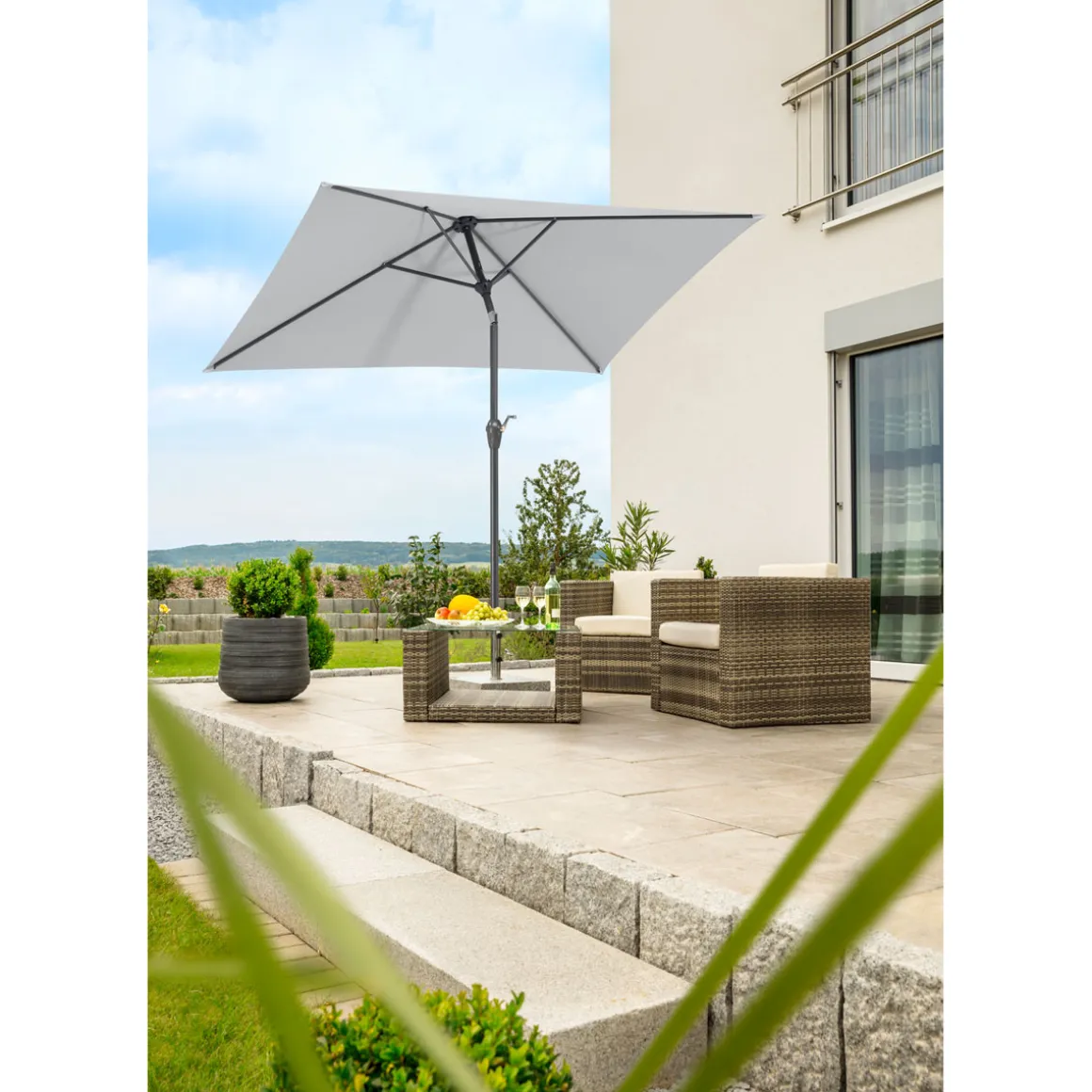 Schneider Schirme Sonnneschirm Bilbao 210 x 130 cm silbergrau