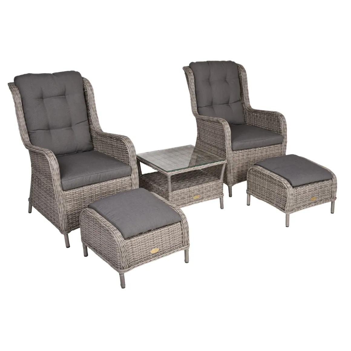 Sessel-Set Valencia 5-teilig grau