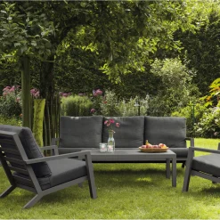 Siena Garden Loungetisch Belia 120 x 70 x 43,5 cm matt anthrazit/anthrazit