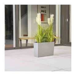 Siena Garden Pflanzgefäß Craon 56 x 19 x 36,5 cm grau Hochglanzoptik