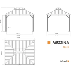Sojag Pavillon Messina 1012 inkl. Moskitonetz 298x363x291,5cm Anthrazit