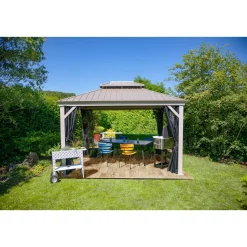 Sojag Pavillon Messina 1216 inkl. Moskitonetz 363x483x307,1cm Champagner