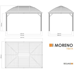 Sojag Pavillon Moreno 1014 inkl. Moskitonetz 298x423x283cm Anthrazit