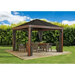 Sojag Pavillon Valencia 1212 inkl. Moskitonetz 364,3x364,3x310cm Holzoptik