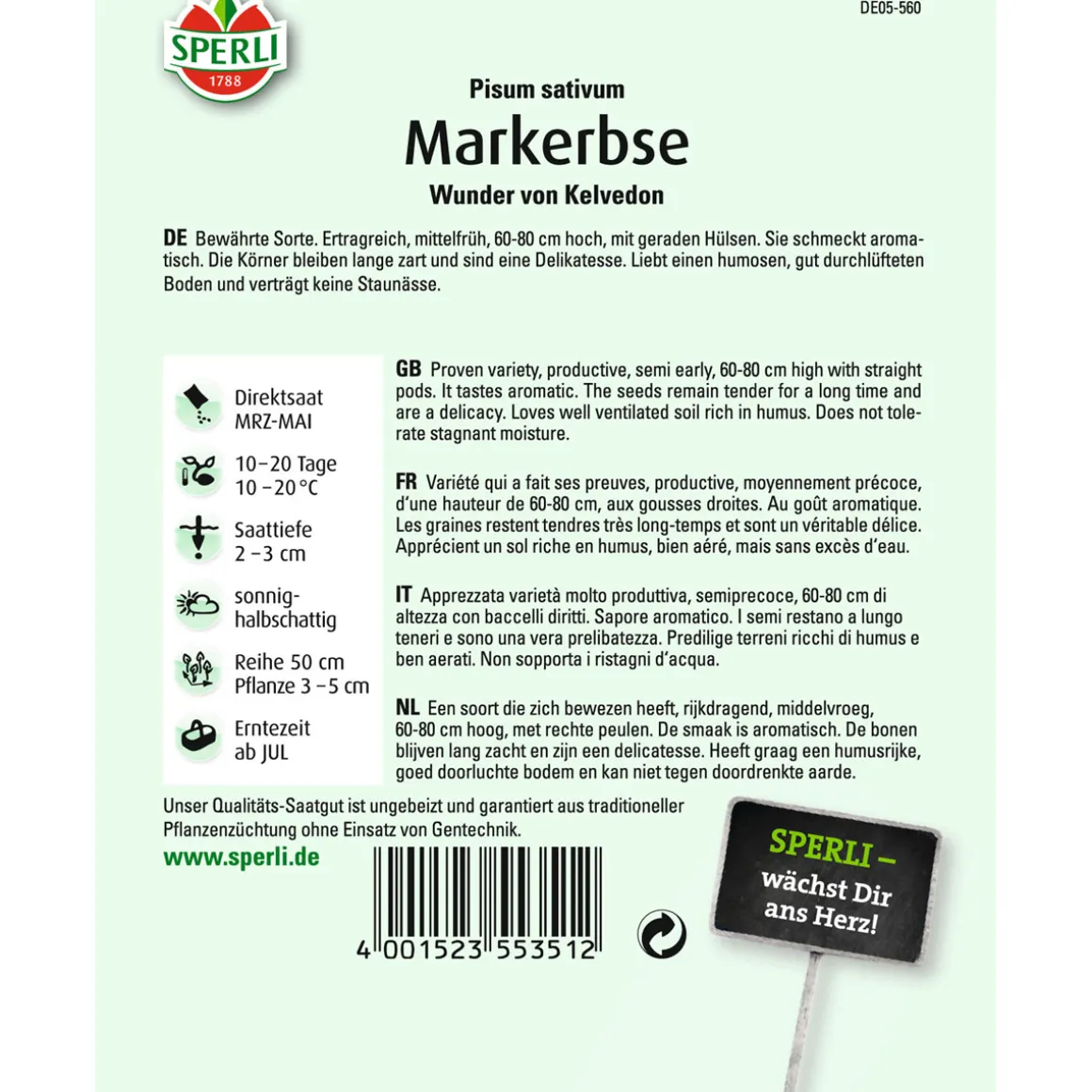 Sperli Markerbse Wunder von Kelvedon 10-20 Tage