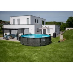 Summer Waves Elite Frame Pool 549x549x132cm Rattan Grau