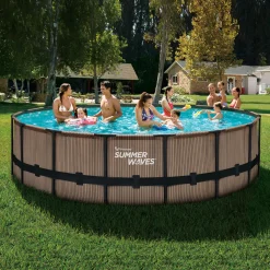 Summer Waves Elite Frame Pool 488x488x122cm Teak Optik