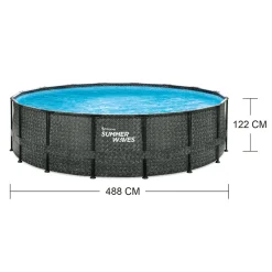 Summer Waves Elite Frame Pool 488x488x122cm Rattan Grau