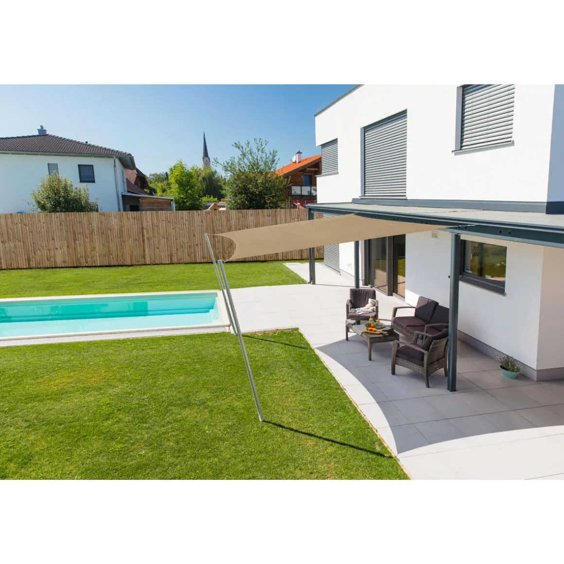 Viereck-Segel Cannes 5 x 5 m taupe