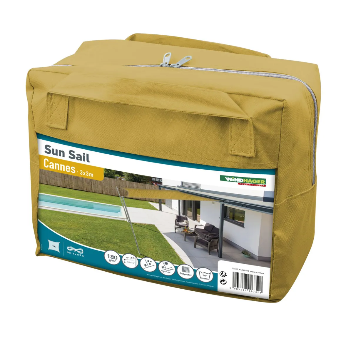 Viereck-Segel Cannes 3 x 3 m gelb