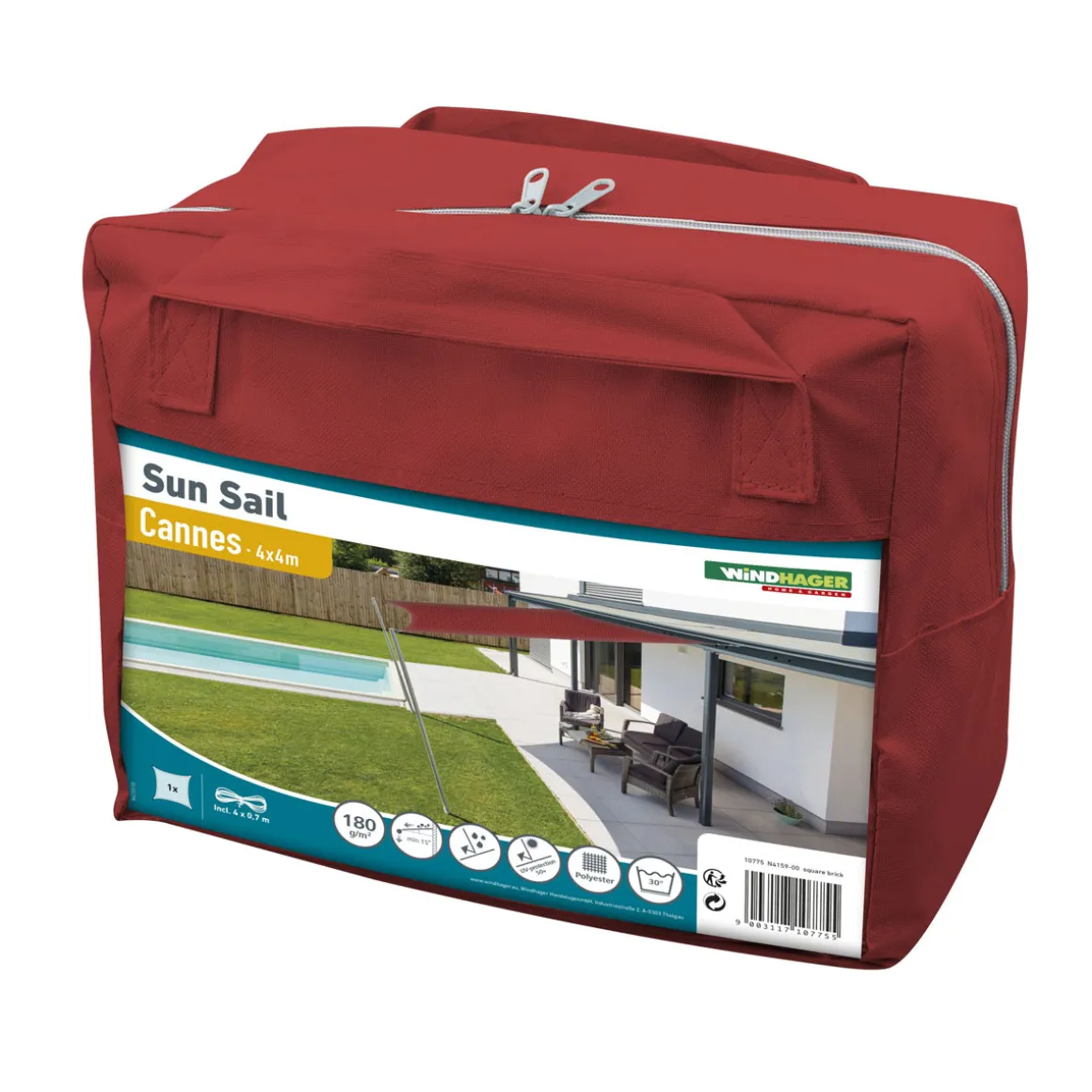 Viereck-Segel Cannes 4 x 4 m brick