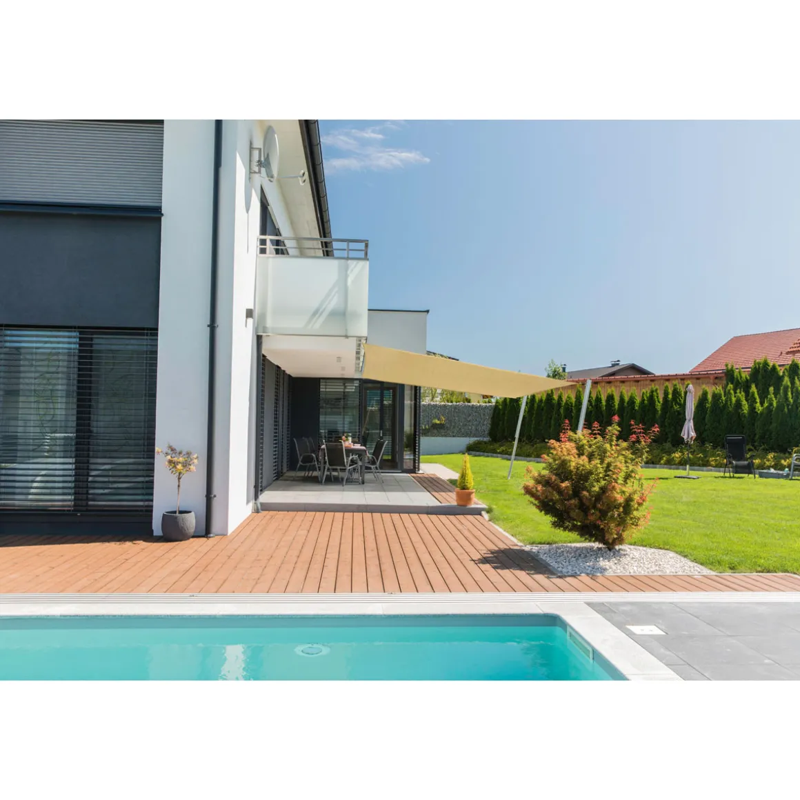 Viereck-Segel Capri 5 x 5 m champagner