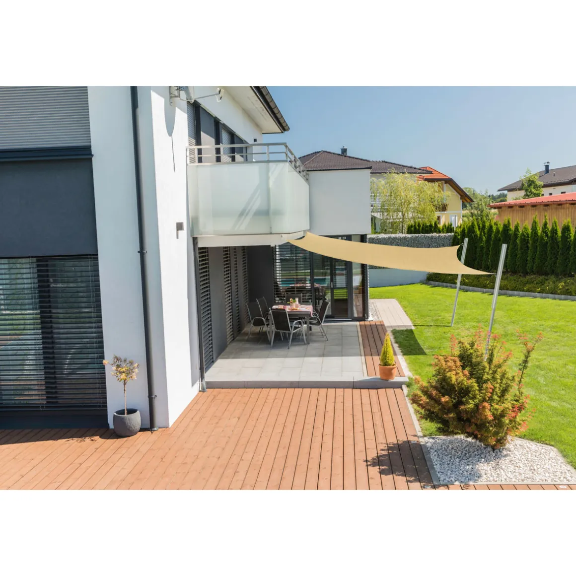 Viereck-Segel Capri 5 x 5 m champagner