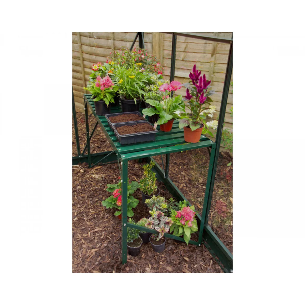 Vitavia Aluminiumtisch und 1 Ablage für Gewächshaus schwarz