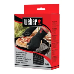 Weber Grillhandschuh Größe S/M Set aus Kevlar schwarz lang mit Silikonnoppen