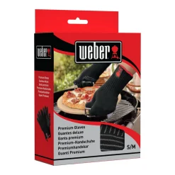 Weber Grillhandschuh Größe S/M Set aus Kevlar schwarz lang mit Silikonnoppen