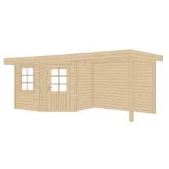 Weka Designhaus 213 B mit Anbau 300 cm 5-Eck braun