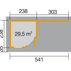Weka Designhaus 213 B mit Anbau 300 cm 5-Eck schwarz