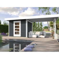 Weka Designhaus Line 172 B mit Anbau 300 cm 569 x 316 x 226 cm grau