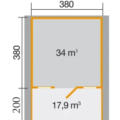 Weka Gartenhaus 110 B Größe 1/2 460 x 590 x 262 cm